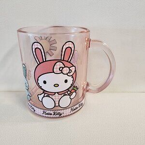Pink Glass Hello Kitty x Easter ears and bunny coffee mug or cup
